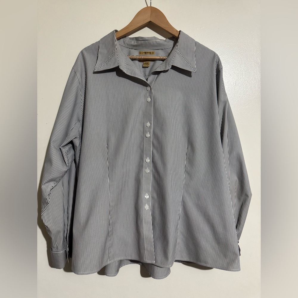 Gold label Investments Non-Iron Classic Striped Button Down Shirt 22W